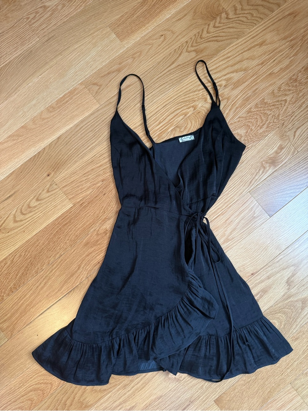 Free People Black Ruffle Wrap Mini Dress